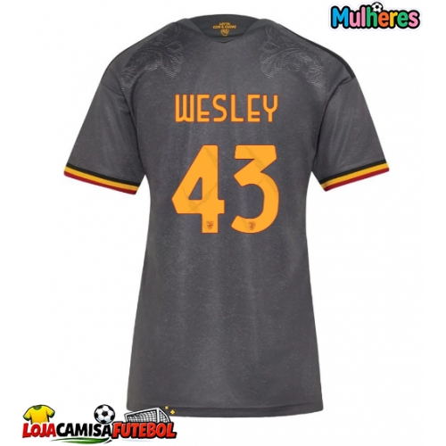 Camisa de Futebol AS Roma Wesley Franca #43 Equipamento Alternativo Mulheres 2026-27 Manga Curta